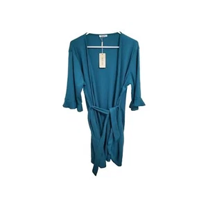 Ekouaer NWT Teal Waffle Knit Cotton Wrap/Robe. Lightweight. Lady Size Medium - Picture 1 of 6