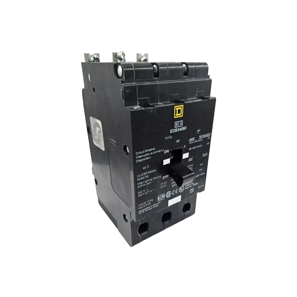 全新带盒 - D 方形 - EDB34080 - 微型断路器,80A,3 杆,螺栓固定 — 第 1/1 张图片