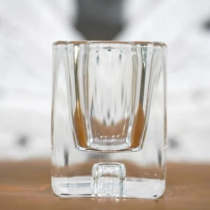 Vintage Minimalist Crystal Tealight Candle Holder, Block of Ice Design, 3.5" Hei - Picture 1 of 4