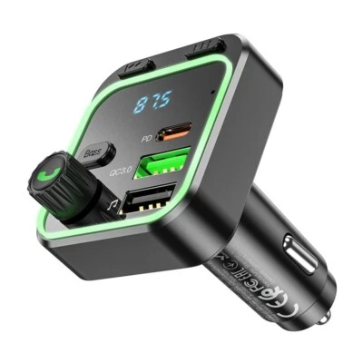 Bluetooth FM Transmitter Auto Radio Adapter Freisprecheinrichtung 2xUSB + USB C - Bild 1 von 4