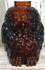 Wise Old Owl Amber Glass Bank Owl Collection Coins Libbey Of Canada 70'S Vintage