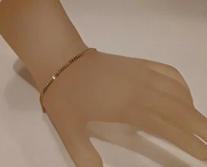 Brazalete de eslabones Boston de plata de ley 925 14k YG sobre ¡Una gran idea de regalo! - Imagen 1 de 4