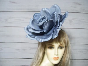 Großer blauer Rosenhut, Kentucky Derby Blumen Fascinator, Hochzeit Hut, Teeparty - Bild 1 von 5