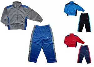 Kinder Trainingsanzug Langarm Grau Royal Rot Gr. 116 128 140 152 164 176 - Picture 1 of 4