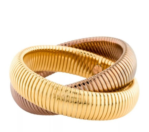 VALENTINO JANIS SAVITT Bracciale Doppio Cobra Bracciale Braccialetto Placcato Oro Rosa Giallo Elastico g