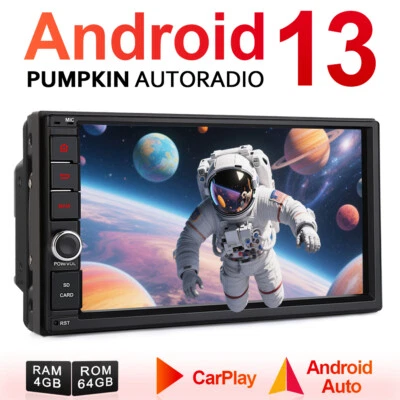 Pumpkin Android 13 Autoradio GPS Navi Carplay 2 DIN DAB WIFI Bluetooth 4GB 64GB - Bild 1 von 4