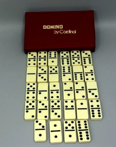 Vintage DOMINO Game 28 Ivory pieces by Cardinal with Vinyl Case - Picture 1 of 7