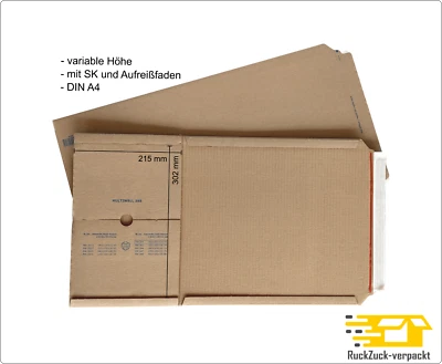MULTIWELL Buchverpackung Wickelverpackung | DIN A4 - 302 x 215 x 20-75 mm