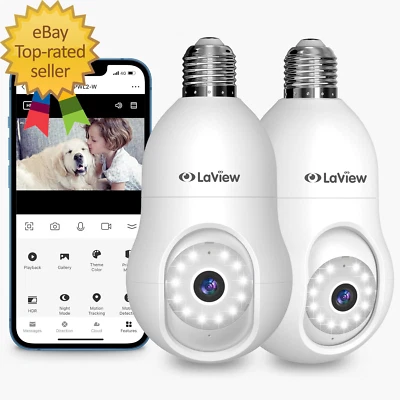 4MP Bulb Security Camera 2.4Ghz 360° 2K Security Cameras Wireless Outdoor Indoor - Image 1 of 4