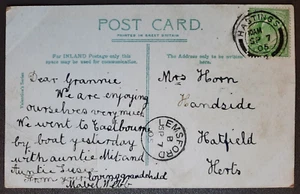 Postcard East Hill & Fish Market,Postmark Hastings,Kent & Lemsford Herts 1907 - Picture 1 of 3
