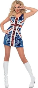Fever Ladies Sequin Union Jack Fancy Dress Costume Sequinned Spice Dress - Picture 1 of 6