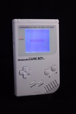Gameboy White with White Backlit Biverted DMG , Glass Lens, New Shell, Buttons