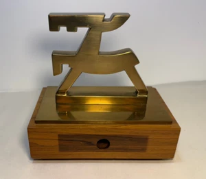Statua statuina cervo in ottone Bruce Fox Designs vintage 6,5" x 4" - Foto 1 di 8