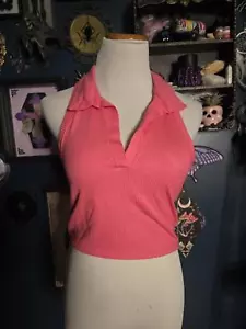 Pink collared crop top NWT - Picture 1 of 3