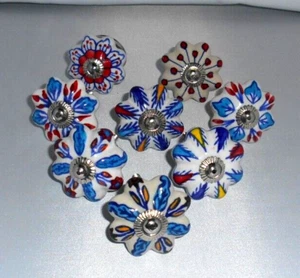 8 PIECE lot! Drawer cabinet pulls knobs hand crafted ceramic with hardware - Picture 1 of 5