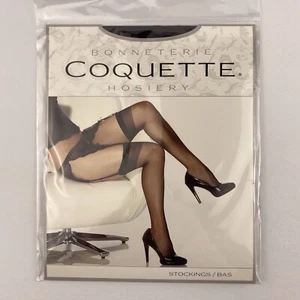 Coquette Stockings 1 Pair Black Sheer Thigh High Womens One Size, #1706, New - Bild 1 von 6