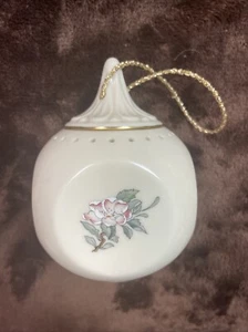 LENOX Hanging Ornament Magnolia 4 Sided Porcelain 4"x3" Potpourri Holder - Picture 1 of 7