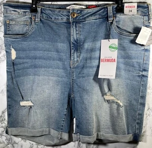 Celebrity Pink Womens Mid-Rise Bermuda Denim Shorts Size 24 Sustainable Cotton - Picture 1 of 6