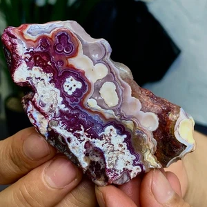 55G Natural Crazy Banded Lace Agate Crystal Polished Slice Mexican Healing - Picture 1 of 16