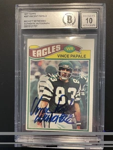 Tarjeta de novato firmada por Vince Papale 1977 Topps autógrafo con "Invincible" automático "10" - Imagen 1 de 3