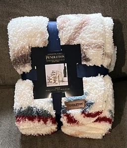 NWT Pendleton White S. Multi Ultra Soft Throw Blanket Fleece Plush 50" x 70" - Picture 1 of 5