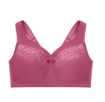 Sutiã feminino Glamorise 48D com detalhe de renda rosa. Bolsa lacrada nova em folha - Imagem 1 de 4