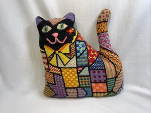 Kit d'aiguilles patchwork chat Bucilla "Tabby" vintage complet oreiller #4471 rétro - Photo 1/9