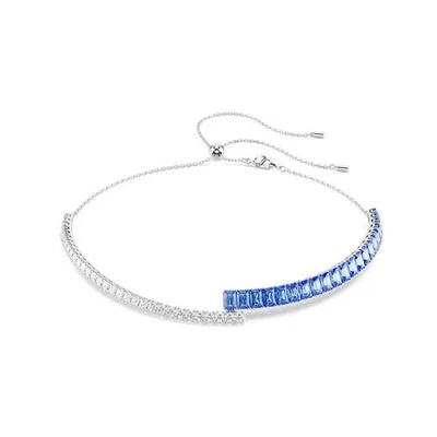 Collar Swarovski Matrix en forma de V para mujer, clavícula azul y blanco de alta gama Foto 1 de 4