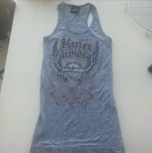 Blue Harley Davidson Graphic Tank Top Size Small Biker Motorcycle - Picture 1 of 8