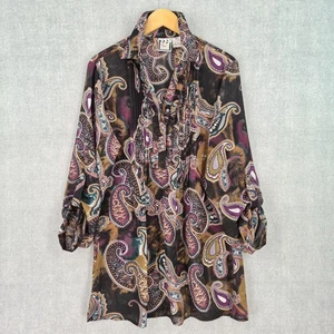 Camisa Take Two Clothing Co para mujer XL multicolor cachemira con volantes túnica boho transparente - Imagen 1 de 20