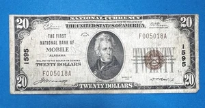 1929 $20 Mobile Alabama National Currency (5018) - Picture 1 of 2