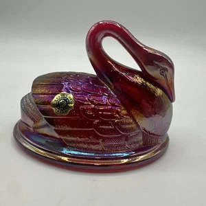 Plato cubierto de vidrio Swan on Nest SOLO TAPA rojo carnaval Westmoreland años 80’s - Imagen 1 de 7
