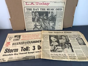 Zwei Zeitungen aus Los Angeles - Elvis Presley Dead, Musik stirbt 17. August 1977 - Bild 1 von 6