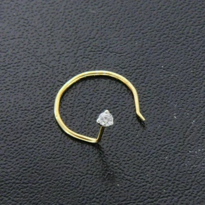 0.20CT Round Cut Moissanite Nose Stud Pin Piercing 18K Yellow Gold Plated - Picture 1 of 4