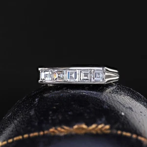 Vintage Tiffany und Co 14K Gold und Platin Carre Cut Diamant Bandring - Bild 1 von 9