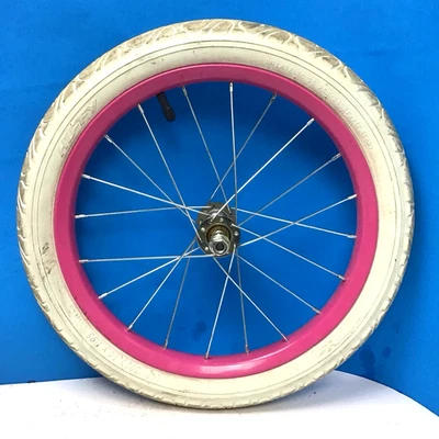16" Bicycle Front Pink Wheel with 1.95" White Tire Mini-BMX Kids Bike #Y64 - Image 1 of 3