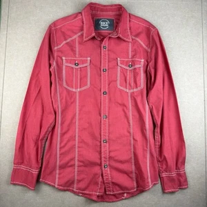 BKE Shirt Mens L Red Long Sleeve Western Snap Button Contrast Stitch Cowboy - Picture 1 of 11