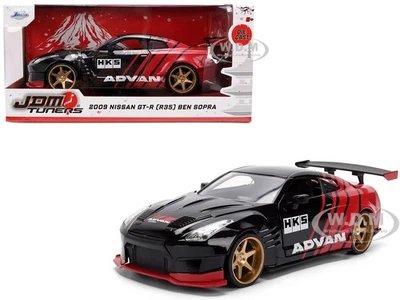 2009 NISSAN GT-R (R35) BEN SOPRA "ADVAN" BLACK & RED 1/24 DIECAST BY JADA 37022 - Image 1 of 4