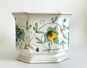 Cantagalli Italian Hand painted Pottery Fruits/Vines Cachepot Planter Jardiniere - Picture 1 of 16