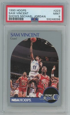1990 Hoops #223 Sam Vincent Shows Michael Jordan Wearing #12 PSA 9 MINT - Image 1 of 2