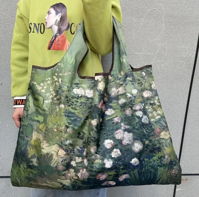 ¡Nuevo!  ¡Muy bonito!  Bolso de Mano "Monet's Garden" Simple de Comestibles/Viaje... ¡Estilo! Foto 1 de 4