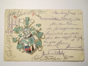 Nürnberg - Landsmannschaft Bavaria Mittweida - 1914 - Wappen / Karte Studentika - Bild 1 von 1