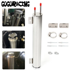 2" x 15" Polished Stainless Steel Radiator Coolant Overflow Catch Puke Tank 24OZ - Picture 1 of 12