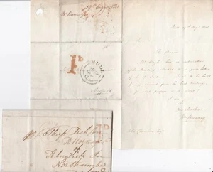 1841/3 2 x DIFF SCAFO STAMPATO A MANO 1d UPP LETTERE WILLIAM BUNNEY WILLIAM HINDLEY - Foto 1 di 2