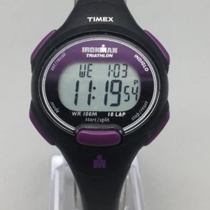Timex Ironman Triathlon Watch Womens 34mm Purple Digital 100M Indigo New Battery - Picture 1 of 16