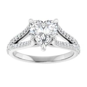 1 ct Heart Cut D-VVS1 Moissanite Wedding Engagement Ring S925 Sterling Silver - Picture 1 of 12