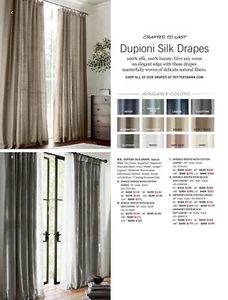 Pottery Barn 50"W x 84"L Parchment Dupioni Silk Curtains - Picture 1 of 7