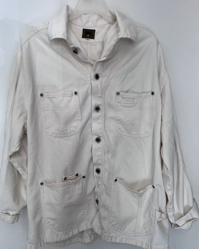 OFF WHITE RARO CAPPOTTO GIACCA AMERICAN WORKER uomo bianco sporco lavoro 6 tasche made in USA!