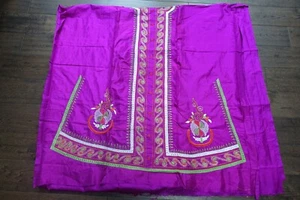 Fuschia pink vintage unstitched indian silk bollywood sut craft fabric SKU16654 - Picture 1 of 4