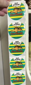 Vintages 80s stickers Garfield Nap Attack: CONTINUOUS STRIP of 5 STICKERS! mint - Picture 1 of 6
